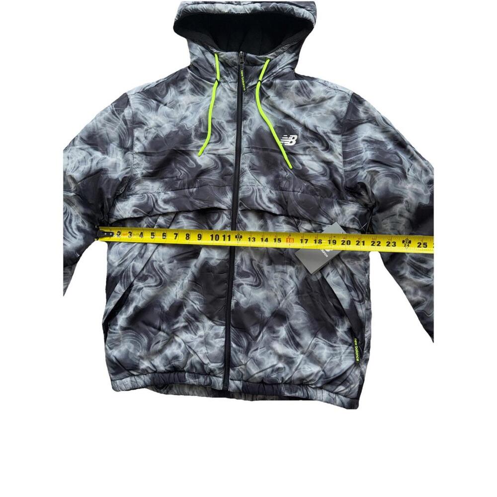 New Balance Men's Small Hooded Puffer Jacket Gray Swirl NWT Wind Water Resistant - Picture 3 of 5